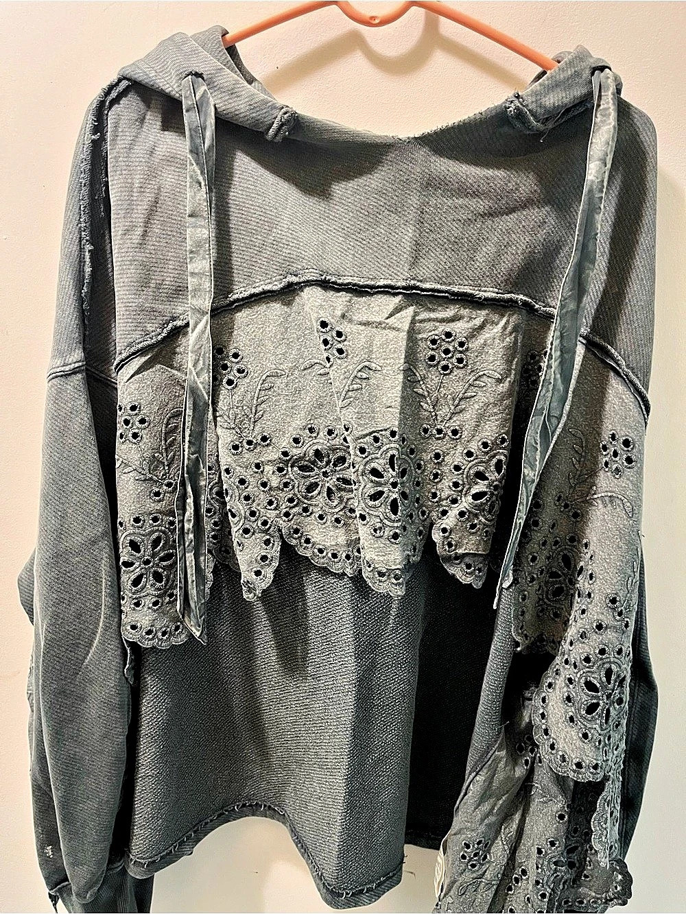 Free People Iris Embroidered Sweatshirt Olive - Picture 6 of 7
